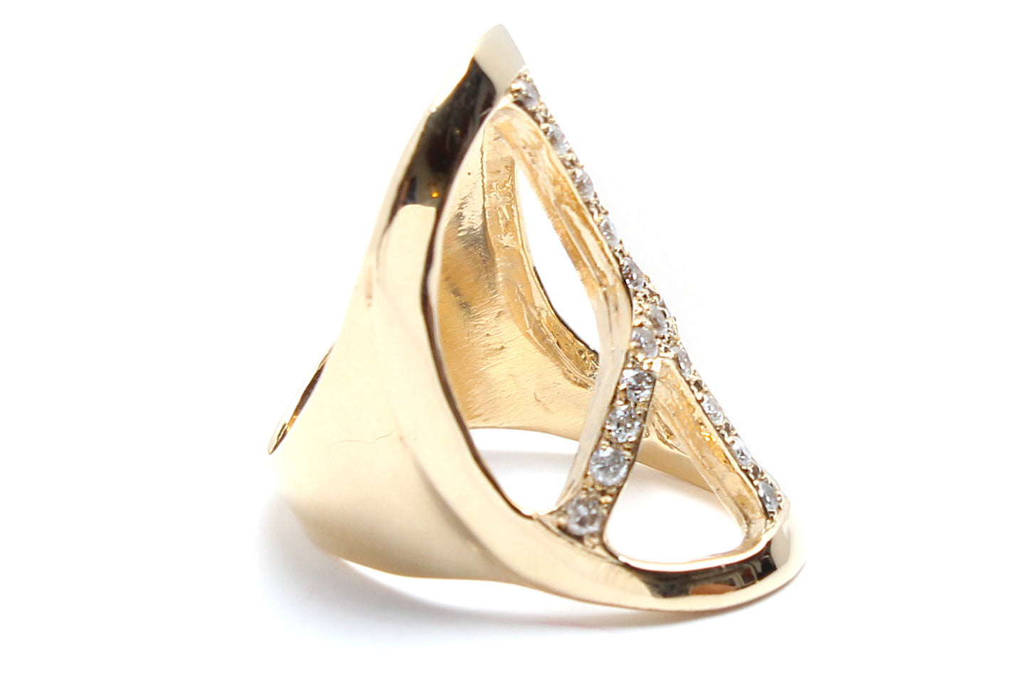 Signature Solid 14 Karat Gold Diamond Peace Ring
