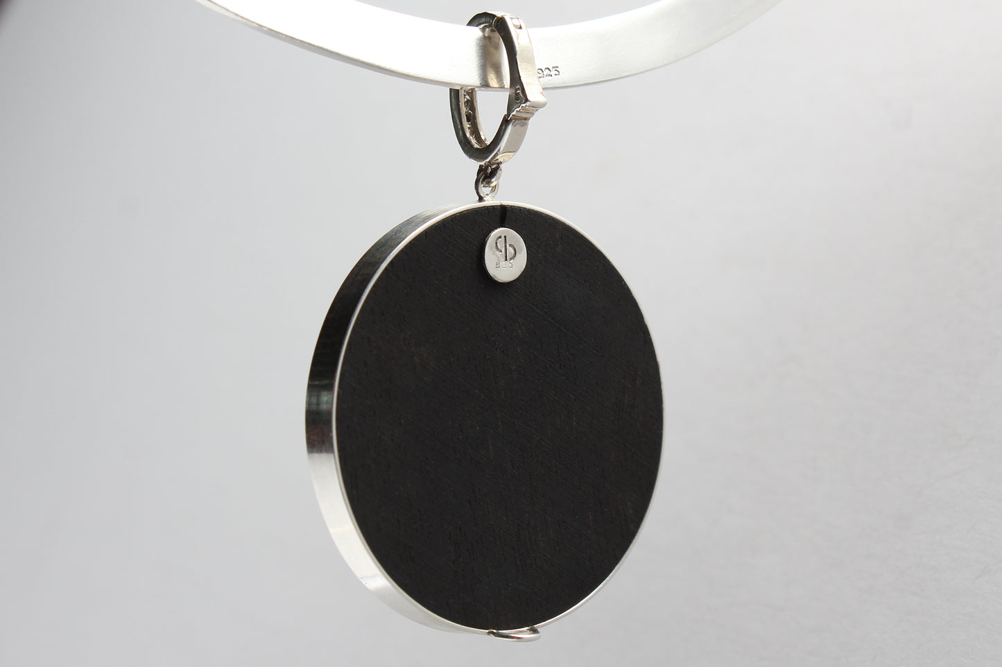 Signature Silver Bone Diamond Ebony Moon Face Pendant