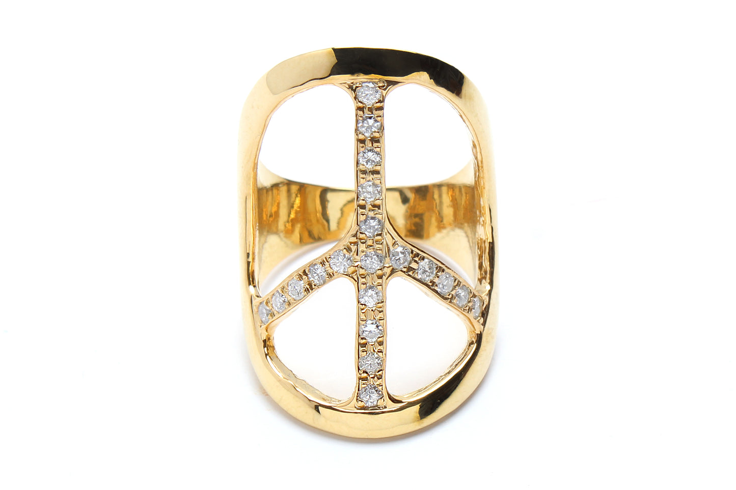 Signature Solid 14 Karat Gold Diamond Peace Ring