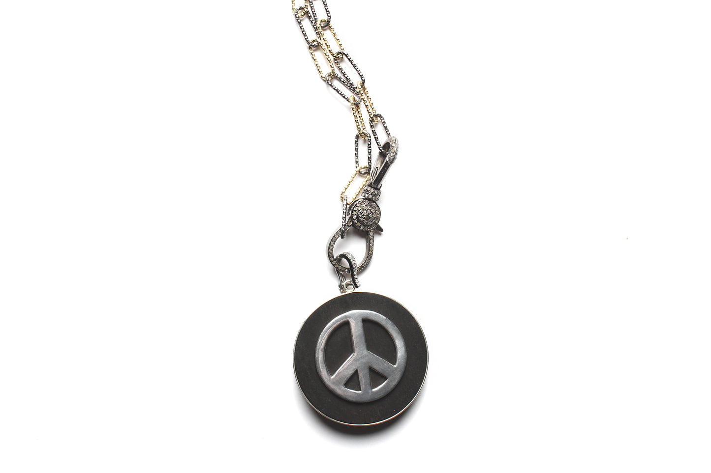 Signature Sterling Silver Peace Ebony Diamond Pendant