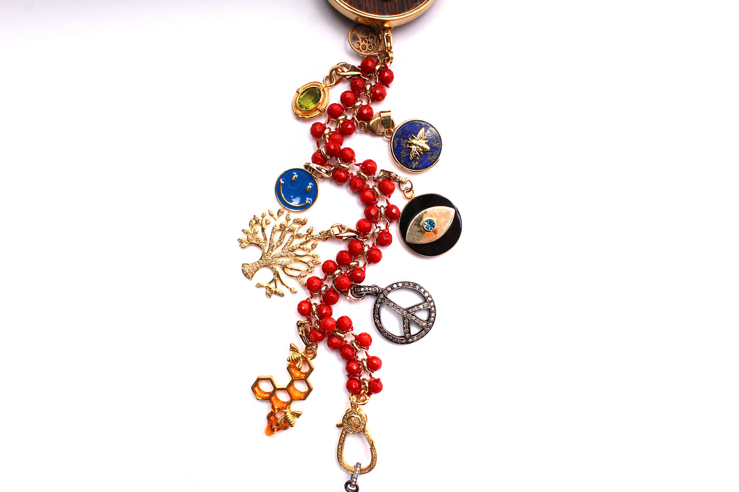 Gold Diamond Ruby Scarlet Hills of Bliss Symbol Tree Necklace
