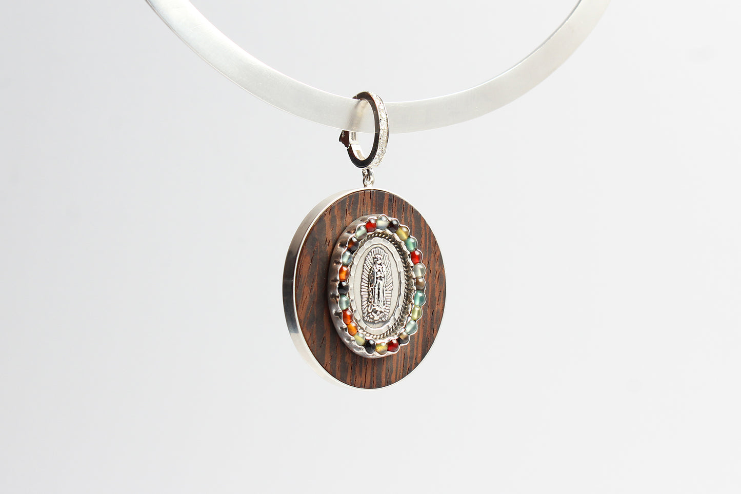 Signature Silver Multi Stone Saint Ebony Silver Diamond Pendant