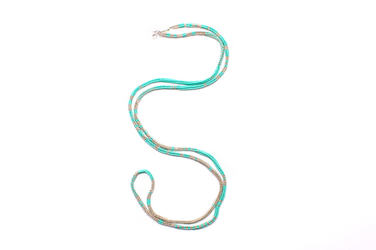 14k Gold Diamond Hammered Ebony Evil Eye & Alonso Turquoise Silver Morse Necklace