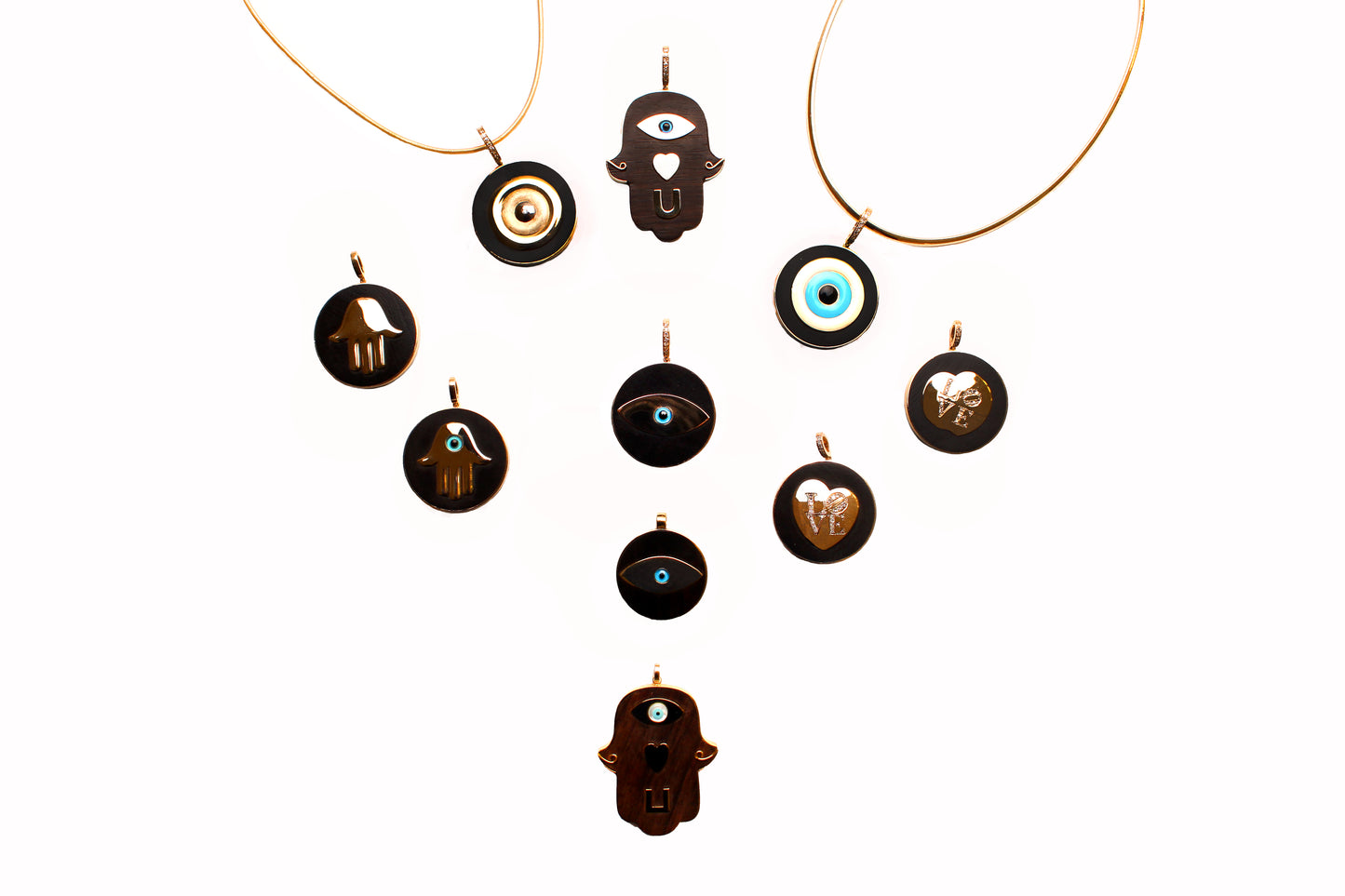 Ebony Evil Eye Pendant Large Diamond Lock