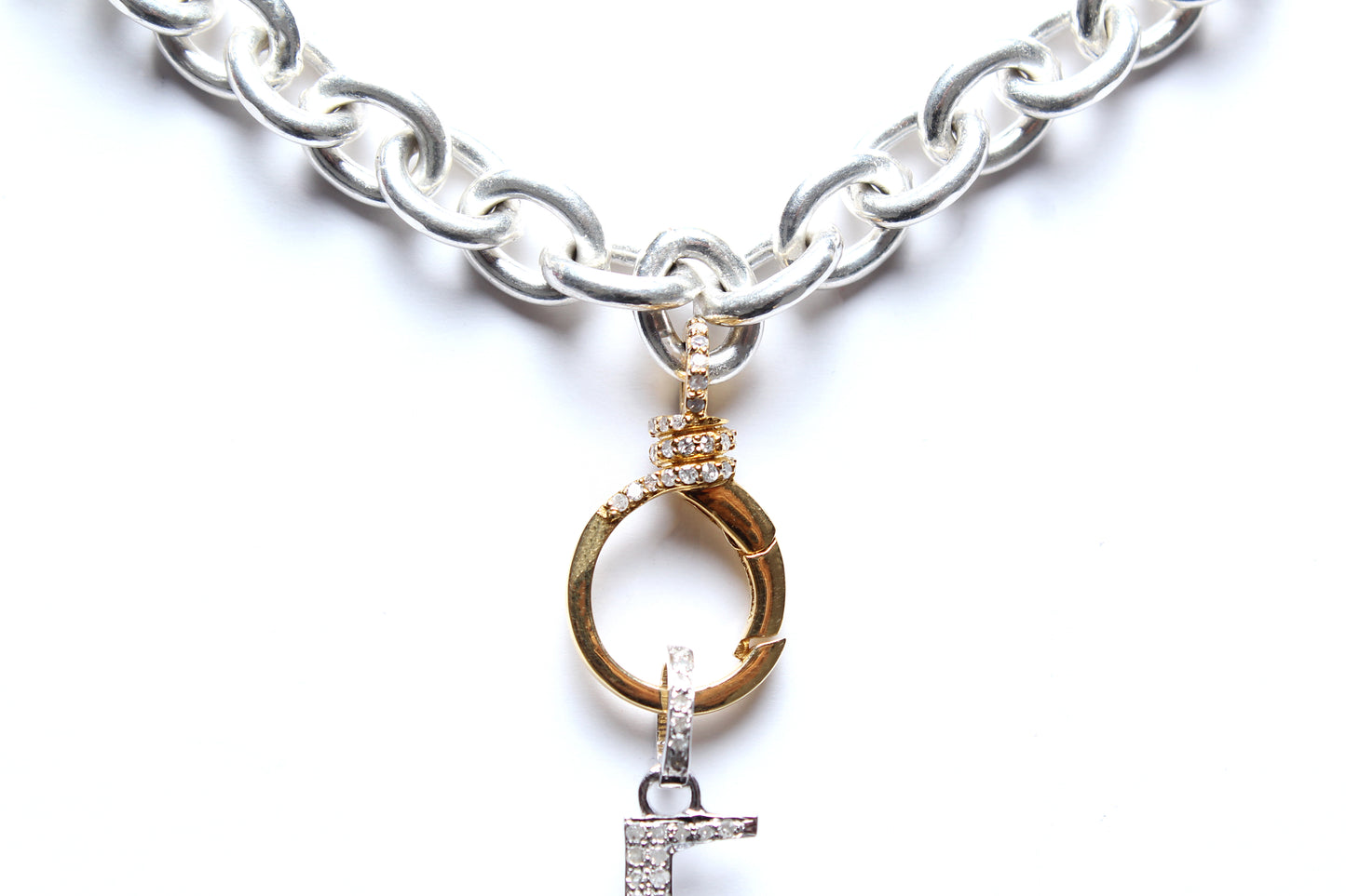 Signature Custom Sterling Silver 14k gold Diamond LOVE Vertical Pendant Necklace