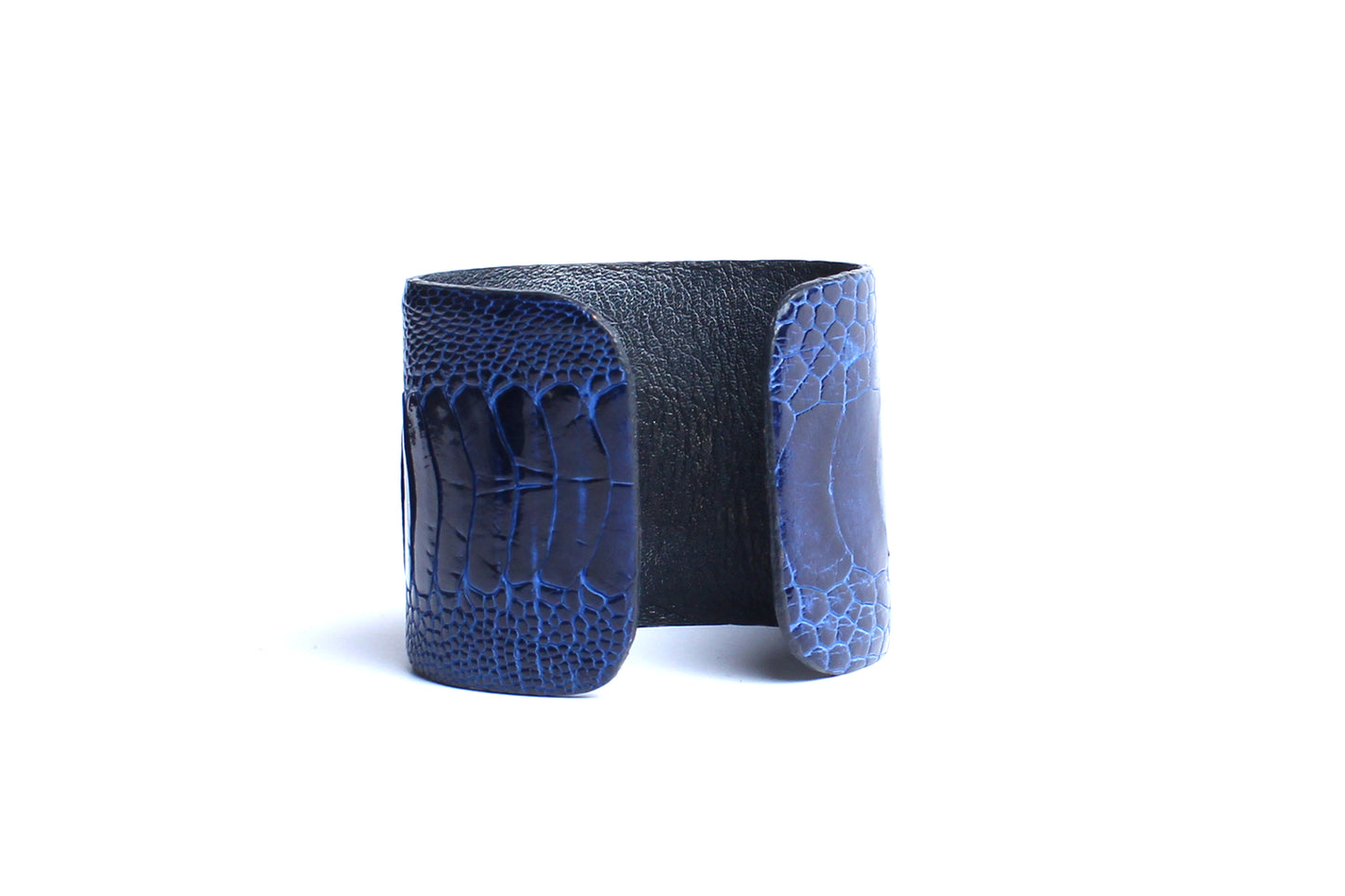Blue Crocodile 14 Karat Gold Enamel Flower Bush Cuff Bracelet
