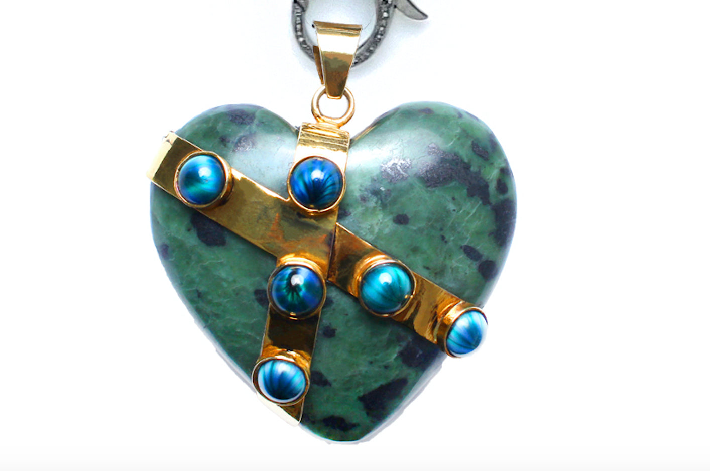 Opal Jade Moonstone Chalcedony Agate Big Jade 14k Gold Chalcedony Heart Beaded Necklace