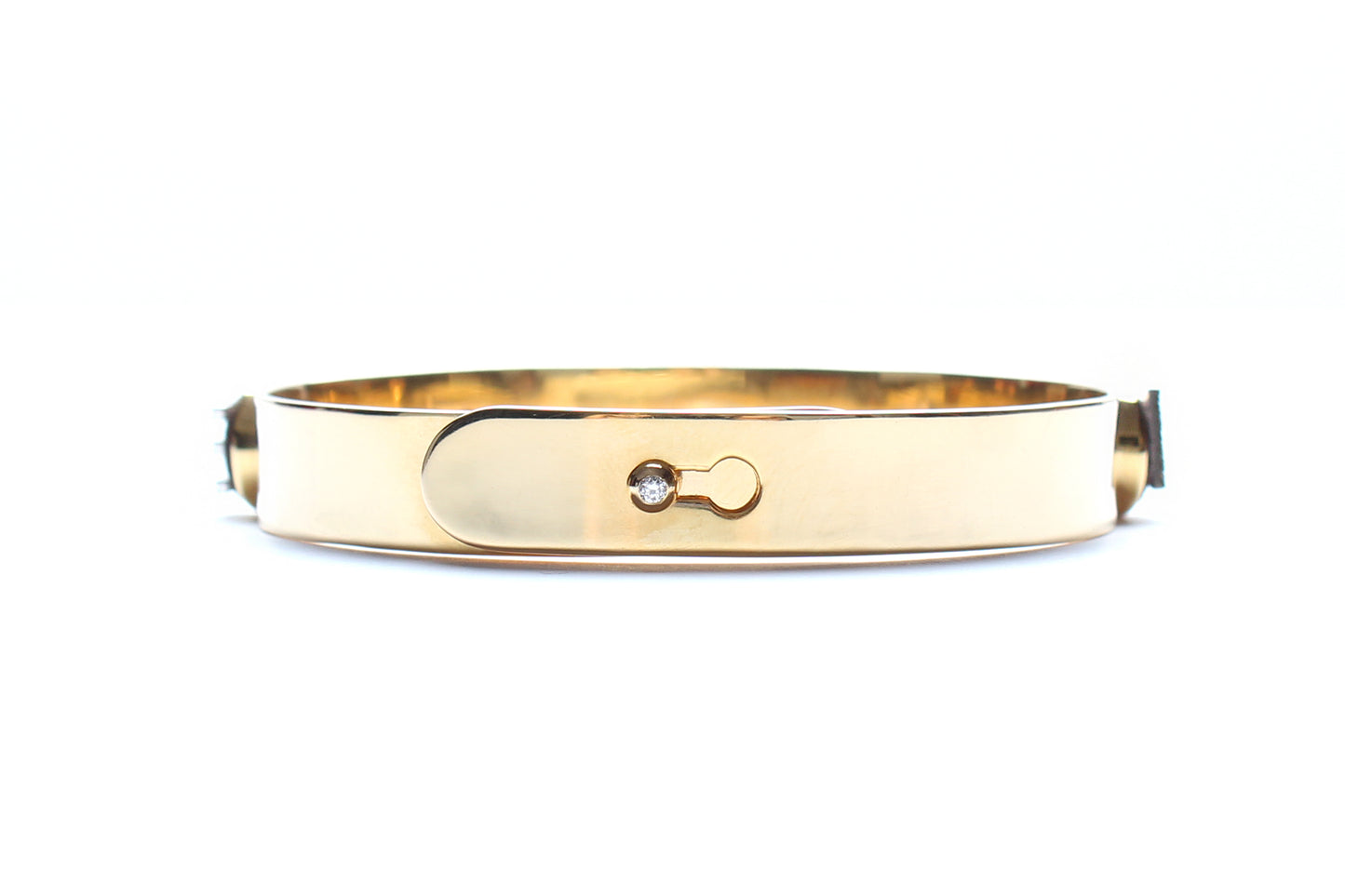 Custom "Circle of Love" 14k Gold Diamond Ebony Bangle Bracelet