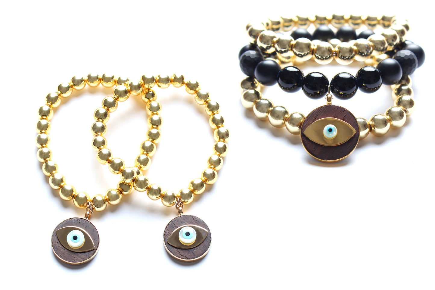 Onyx 14k Gold Hemtatite Ebony Beaded Bracelet Lot