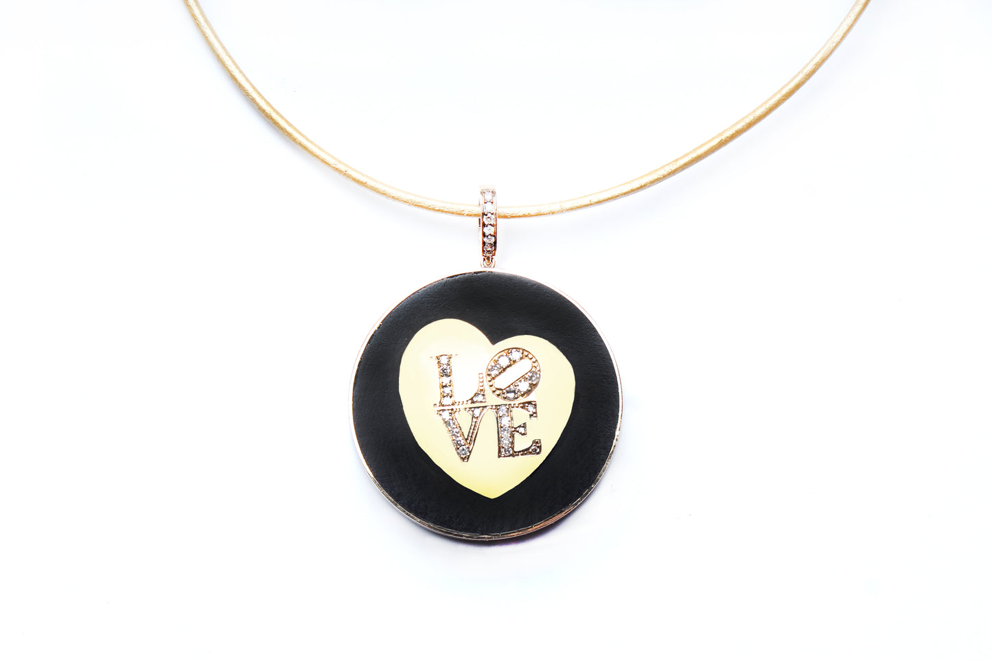Signature Ebony Collection, 14k Gold, Diamond 'LOVE' Pendant