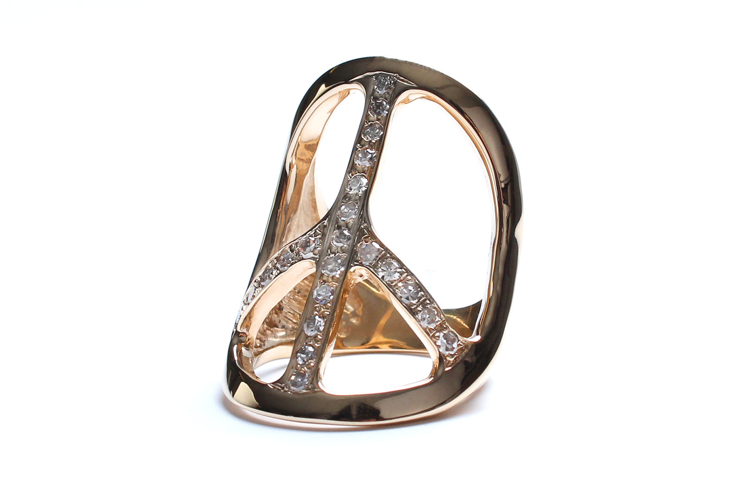 14 Karat Gold Diamond Peace Ring Shiny Finish