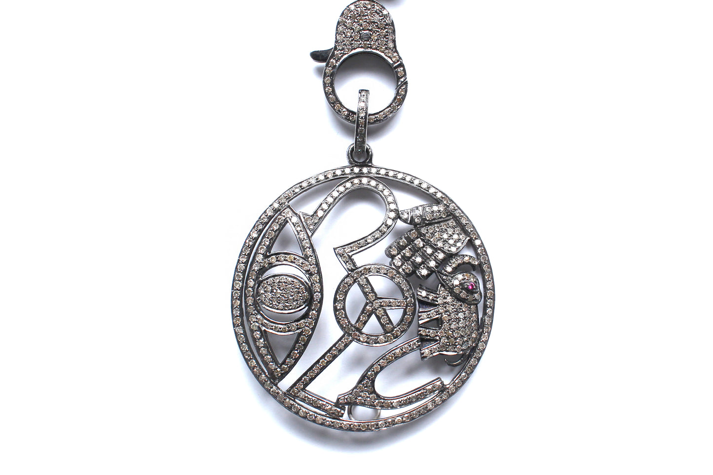 Multi Agate Diamond Sapphire Enamel Ruby Circular Symbol Pendant Beaded Necklace