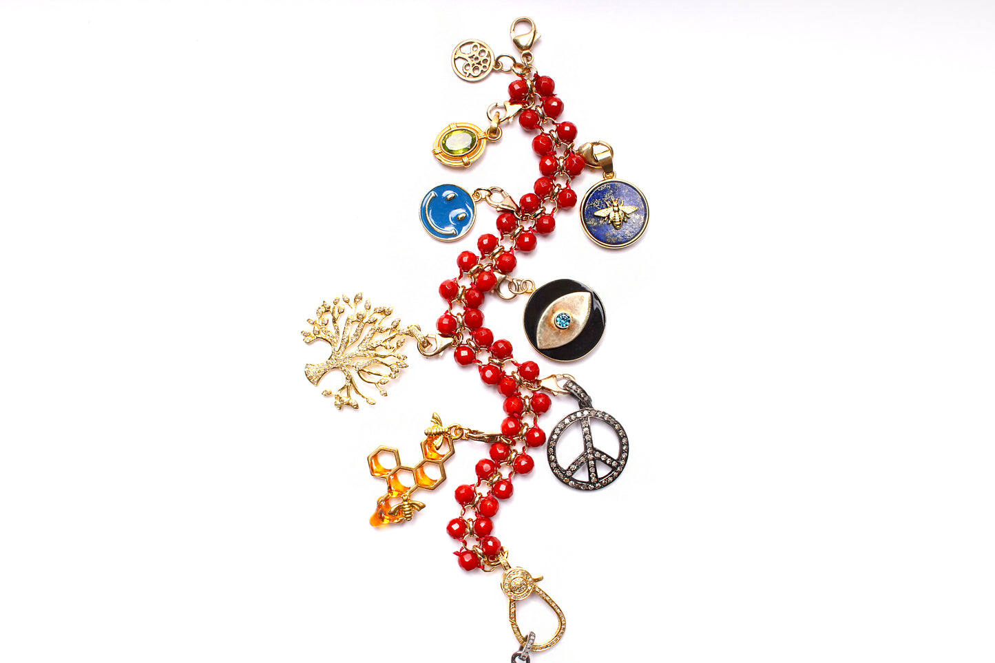 Gold Diamond Ruby Scarlet Hills of Bliss Symbol Tree Necklace