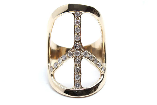 Signature Solid 14 Karat Gold Diamond Peace Ring