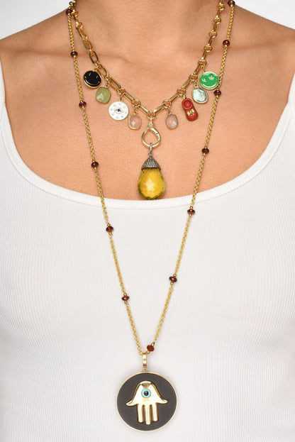 Signature Garnet Multi Charm & Diamond 14k Caracas Necklace