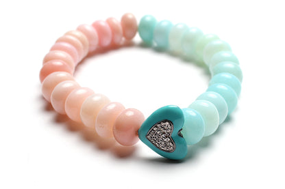 Cotton Candy Quartz Beaded Bracelet Collection Lot Of 5