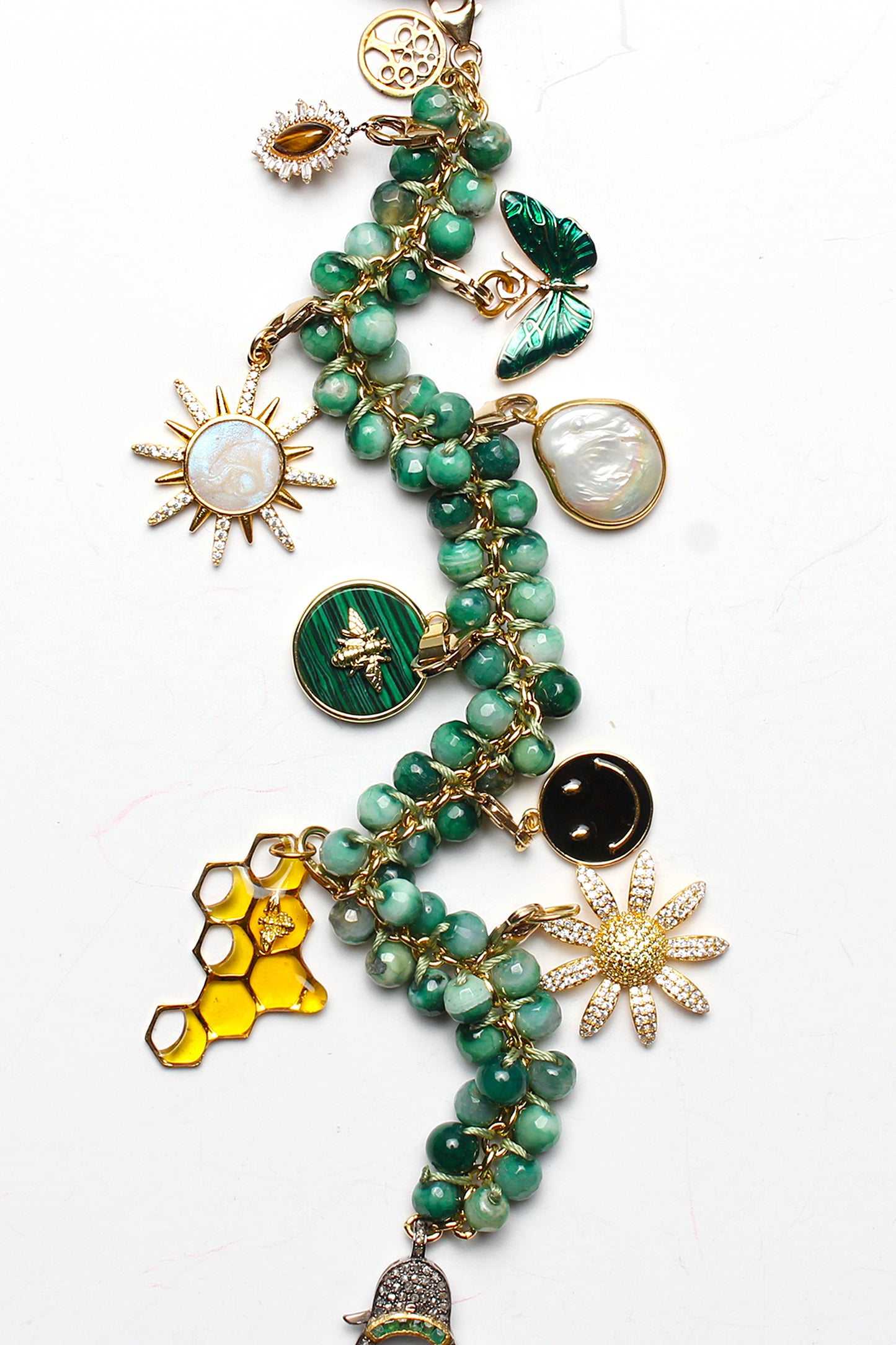 Signature "Metamorphosis" 14k Gold Diamond Emerald Pearl Symbol Tree Necklace