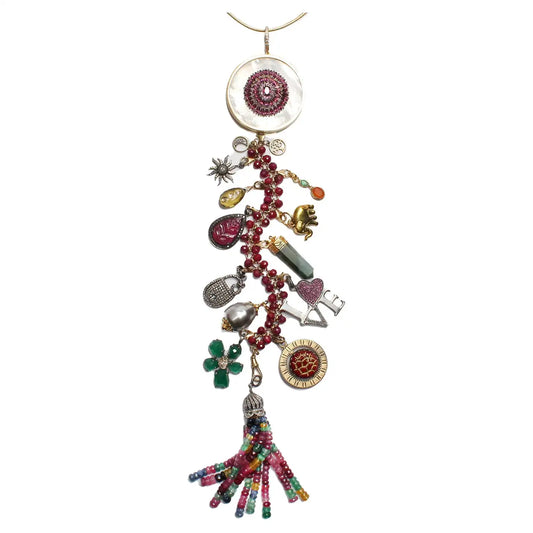 "Me Myself Divine III" Ruby Garnet Diamond Agate Symbol Tree