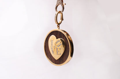 Bone Wood Gold Tourmaline Ruby Necklace & Gold Diamond Ebony Striped Love Pendant