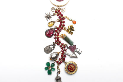 "Me Myself Divine III" Ruby Garnet Diamond Agate Symbol Tree