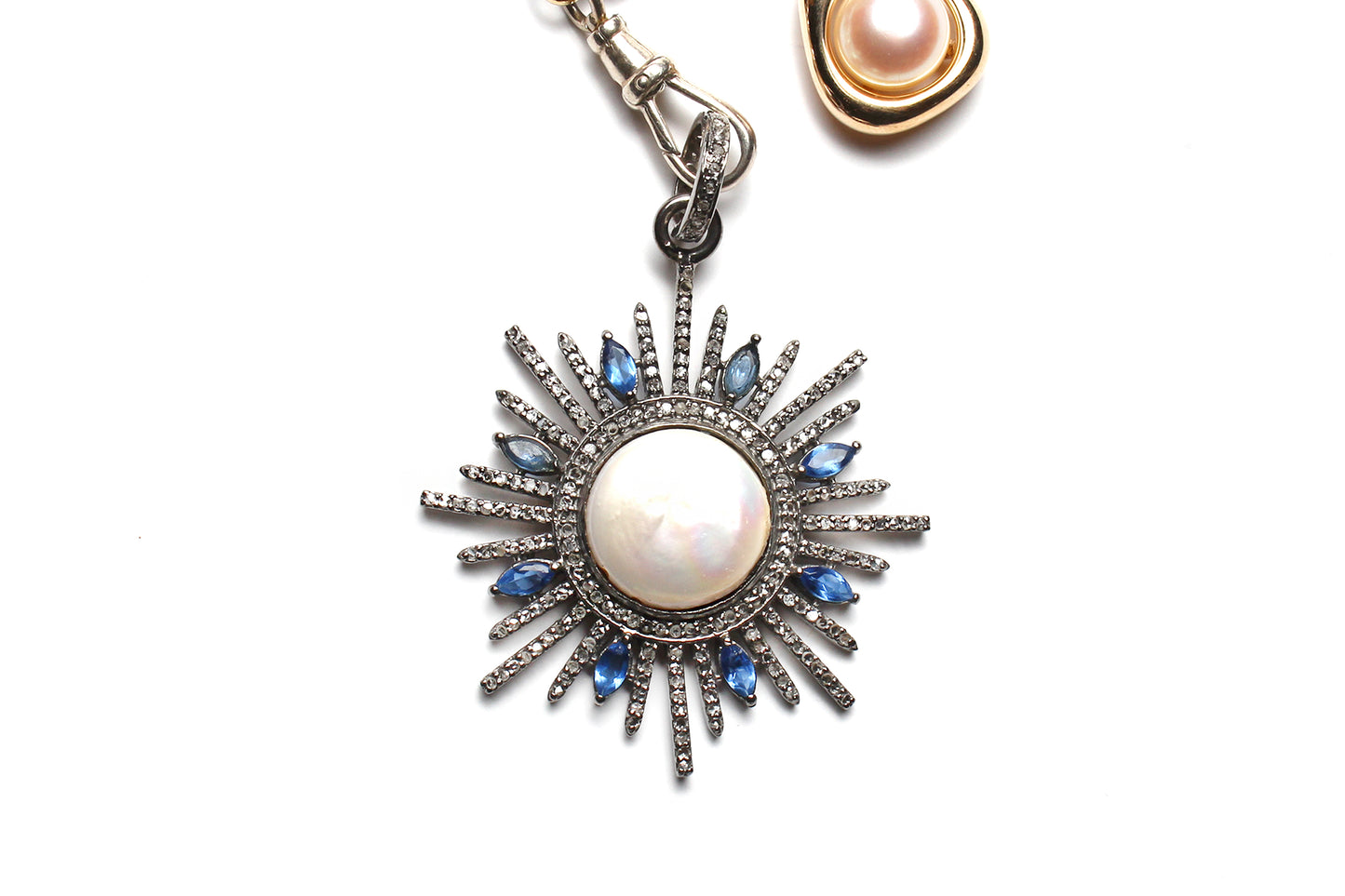 Under The Midnight Sun Sapphire Tourmaline Pearl Diamond Symbol Tree Necklace