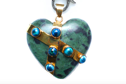 Opal Jade Moonstone Chalcedony Agate Big Jade 14k Gold Chalcedony Heart Beaded Necklace