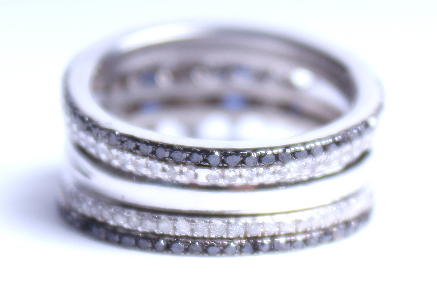 Sapphire White and Black 5 Tier Diamond Ring