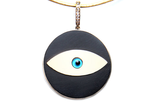 Ebony Evil Eye Pendant Large Diamond Lock