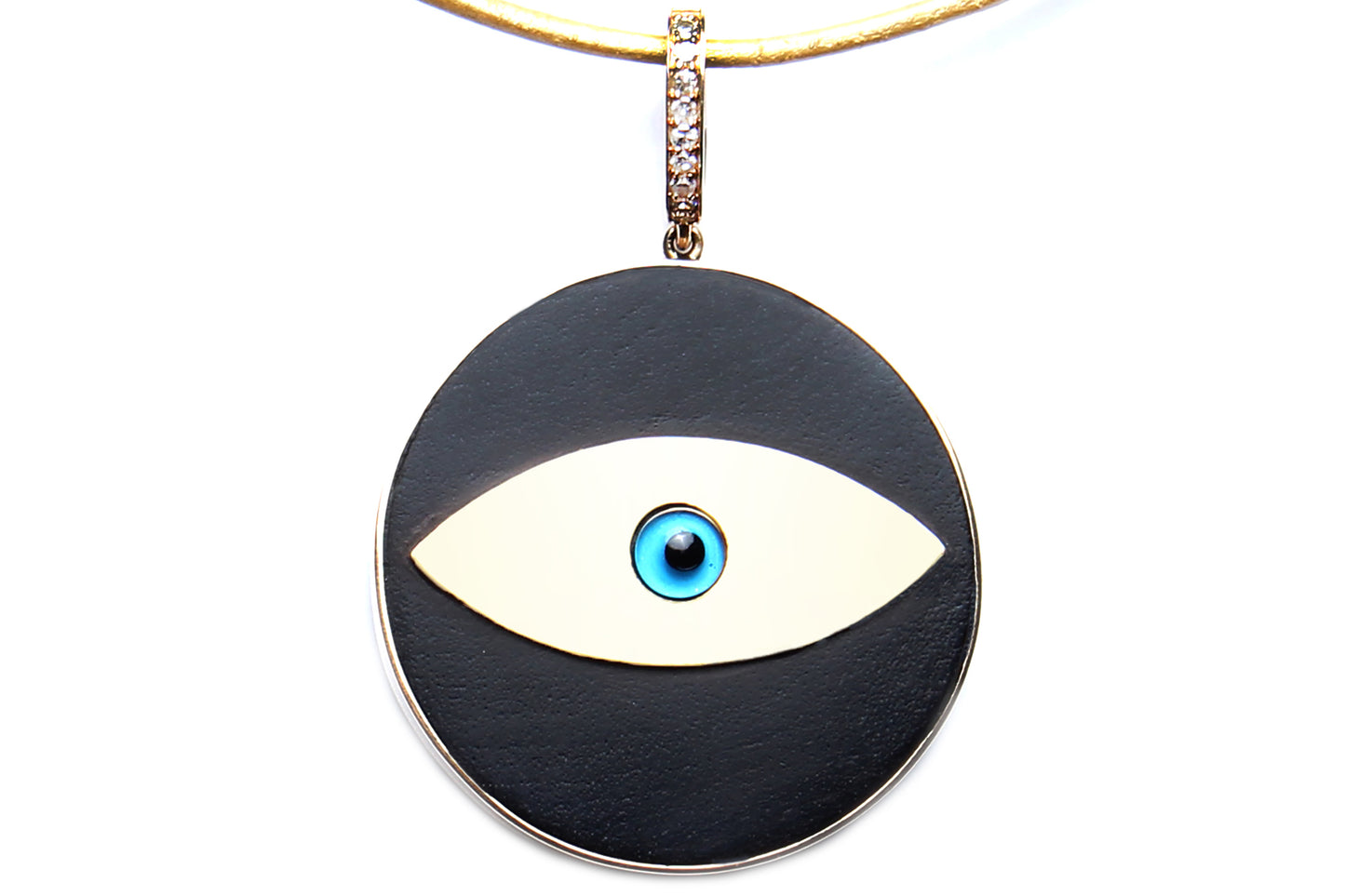Signature 18k Peridot Caracas Chain Ebony Evil Eye Pendant Necklace