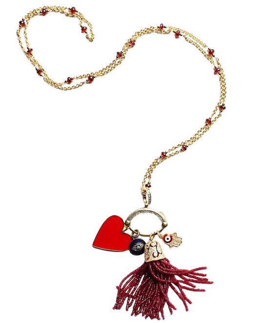 Signature Garnet Multi Charm & Diamond 14k Caracas Necklace