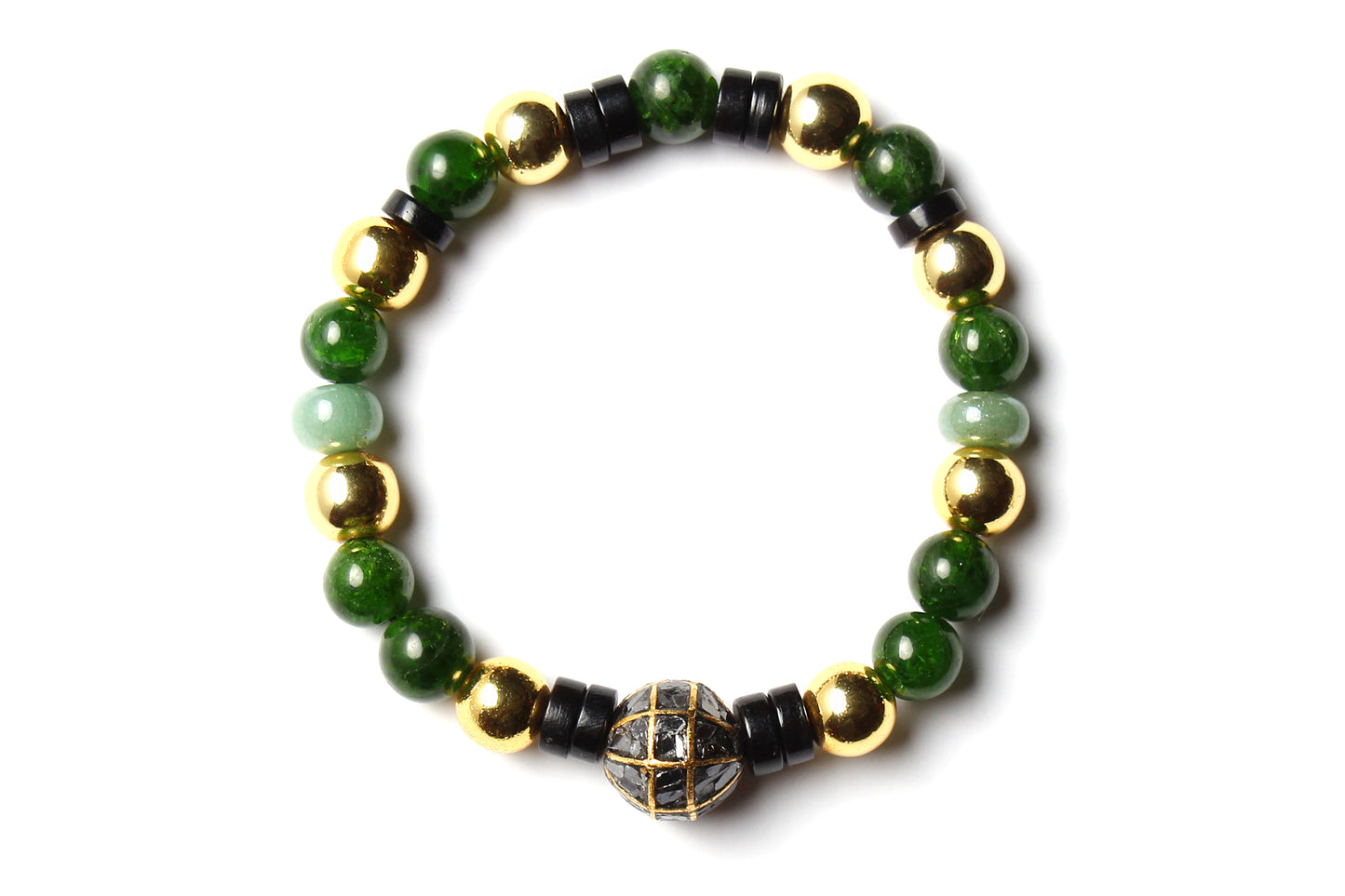 Diamond Ruby Gold Onyx Emerald Agate Beaded Bracelet Lot of 6