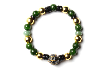 Emerald Diamond Gold Jade Onyx Ebony Beaded Bracelet Lot of 4