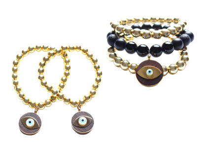 Onyx 14k Gold Hemtatite Ebony Beaded Bracelet Lot