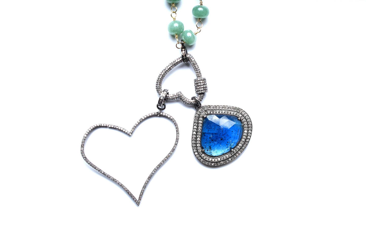Agate 14kgold Keynite Diamond Emerald Pendant Rosary Necklace