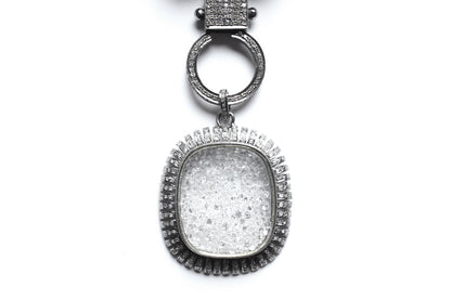Botswana Agate Diamond  Ruby Sapphire Emerald Beaded Crystal Diamond Shaker Pendant Necklace