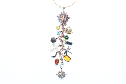 Signature "Vibration" Quartz Diamond 14k Gold Symbol Tree Necklace