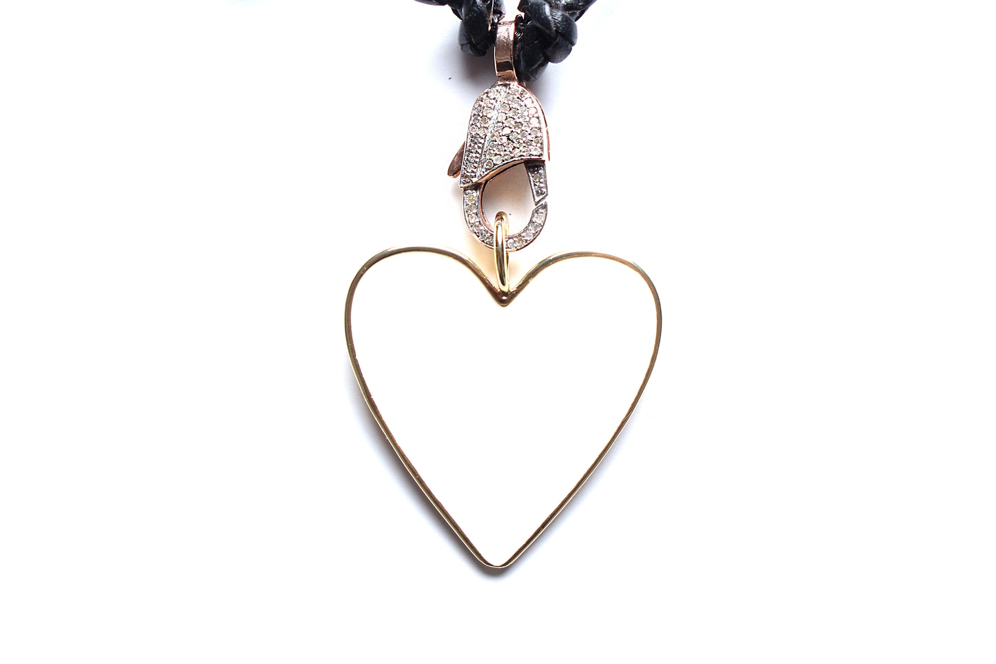 Onyx Crystal Green Thread Crescent Diamond Moonstone Onyx Diamond Tassel Enamel Heart Necklace